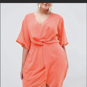 Missguided Plus Twist Front Polka Dot Dress